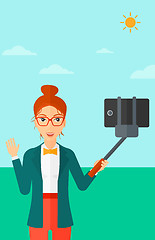 Image showing Woman making selfie.