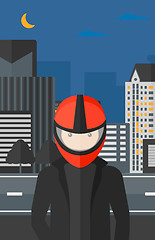 Image showing Man in biker helmet.