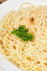 Image showing Pasta carbonara closeup 