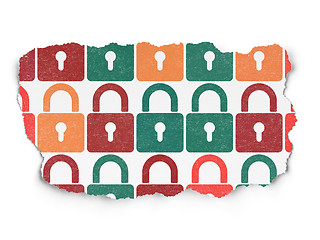 Image showing Data concept: Closed Padlock icons on Torn Paper background