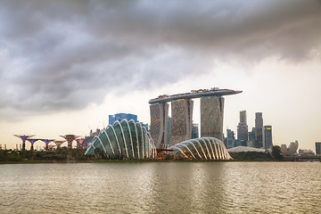 Image showing Singapore financial district with Marina Bay Sands