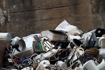 Image showing old electronic machines garbage 