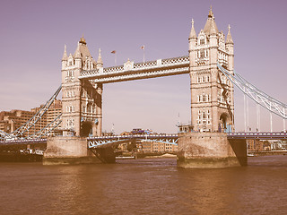 Image showing Retro looking Tower Bridge in London