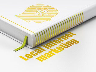 Image showing Advertising concept: book Head With Light Bulb, Local Internet Marketing on white background