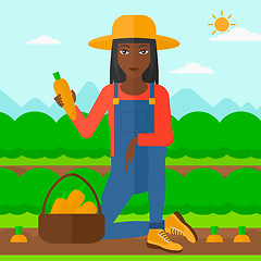 Image showing Farmer collecting carrots.