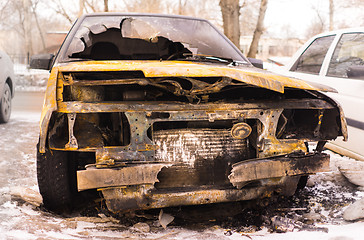 Image showing Burned car after arson