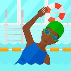 Image showing Swimmer training in pool.