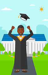 Image showing Graduate throwing up his hat.