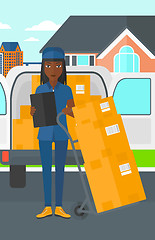 Image showing Woman delivering boxes.