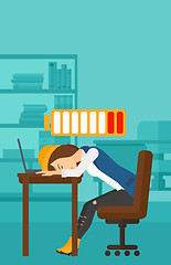 Image showing Employee sleeping at workplace.