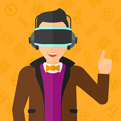 Image showing Man wearing virtual reality headset.