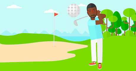 Image showing Golf player hitting the ball.