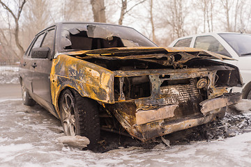 Image showing Burned car after arson