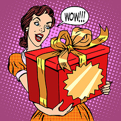 Image showing Woman and big gift box