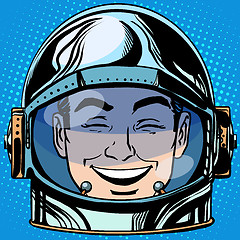 Image showing emoticon laughter Emoji face man astronaut retro