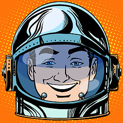 Image showing emoticon joy laughter Emoji face man astronaut retro