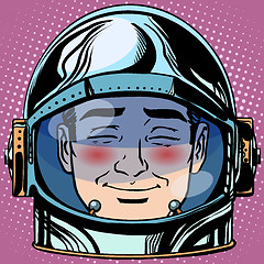 Image showing emoticon embarrassment Emoji face man astronaut retro