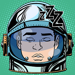 Image showing emoticon sleep Emoji face man astronaut retro