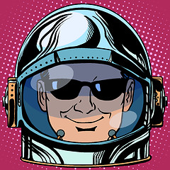 Image showing emoticon spy Emoji face man astronaut retro