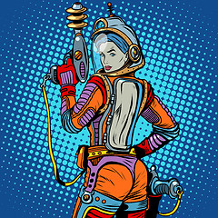 Image showing Girl space marine science fiction retro