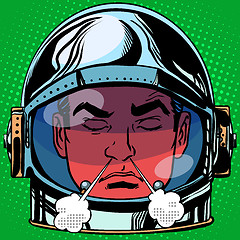 Image showing emoticon anger rage Emoji face man astronaut retro