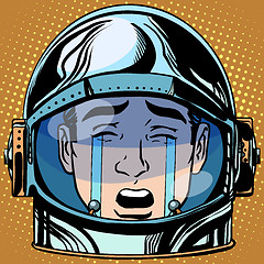 Image showing emoticon tears roar Emoji face man astronaut retro