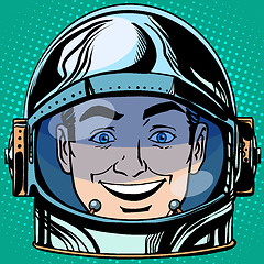 Image showing emoticon joy laughter Emoji face man astronaut retro