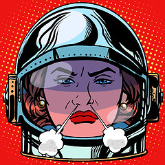 Image showing emoticon rage boiling water Emoji face woman astronaut retro