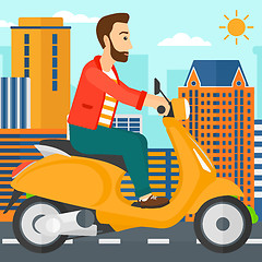 Image showing Man riding scooter.