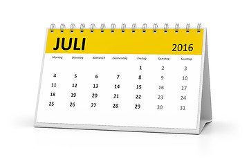 Image showing german language table calendar 2016 july