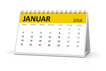 Image showing german language table calendar 2016 january