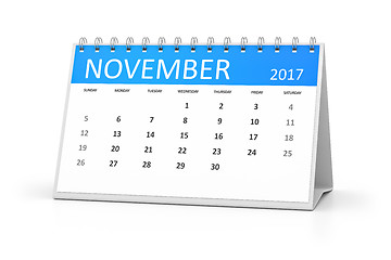 Image showing blue table calendar 2017 november