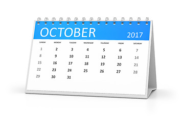 Image showing blue table calendar 2017 october