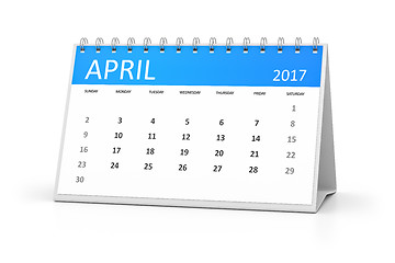 Image showing blue table calendar 2017 april