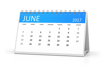 Image showing blue table calendar 2017 june