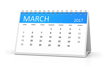 Image showing blue table calendar 2017 march