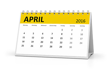 Image showing german language table calendar 2016 april