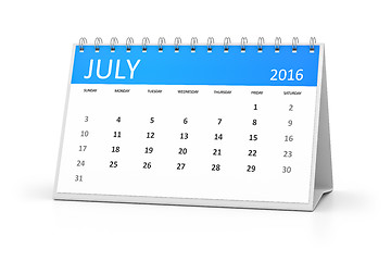 Image showing blue table calendar 2016 july