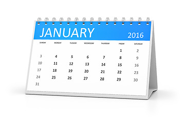 Image showing blue table calendar 2016 january