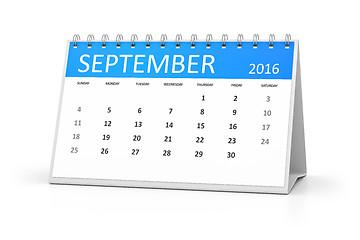Image showing blue table calendar 2016 september
