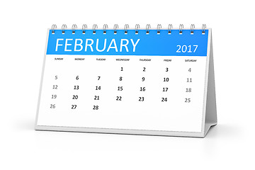Image showing blue table calendar 2017 february