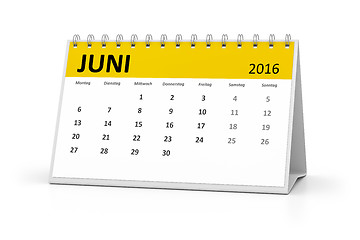 Image showing german language table calendar 2016 june