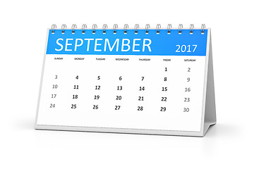 Image showing blue table calendar 2017 september