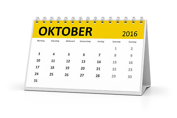 Image showing german language table calendar 2016 october
