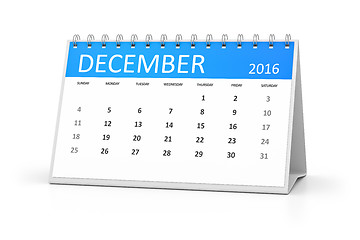 Image showing blue table calendar 2016 december