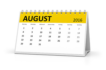 Image showing german language table calendar 2016 august