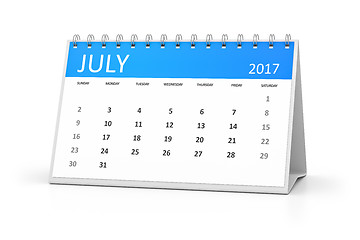 Image showing blue table calendar 2017 july