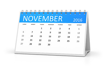 Image showing blue table calendar 2016 november