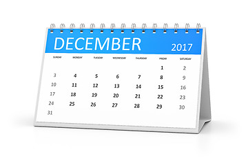 Image showing blue table calendar 2017 december