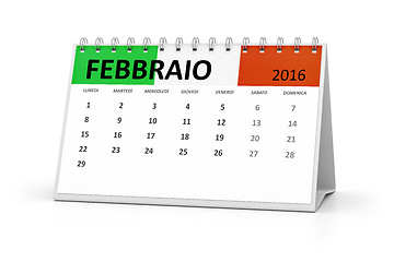 Image showing italian language table calendar 2016 february